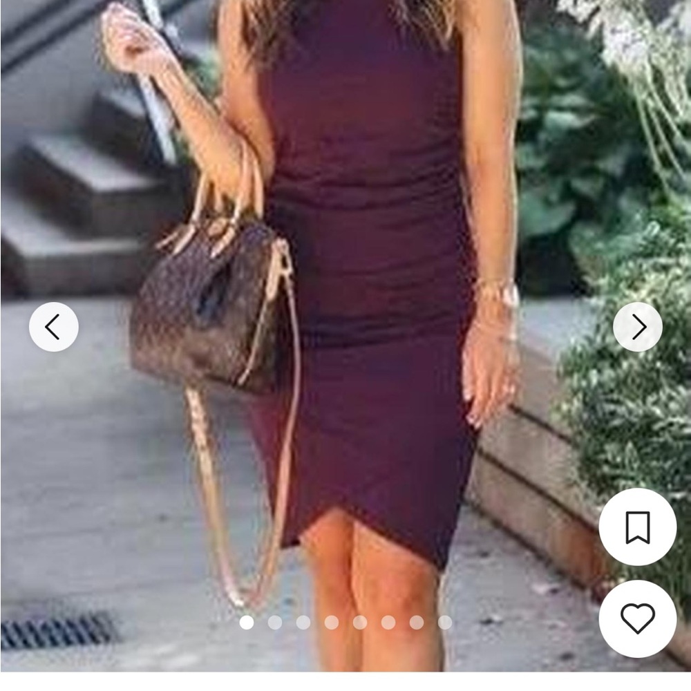 Leith Body-Con Ruched Sleeveless Dress Woman’s Large Plum